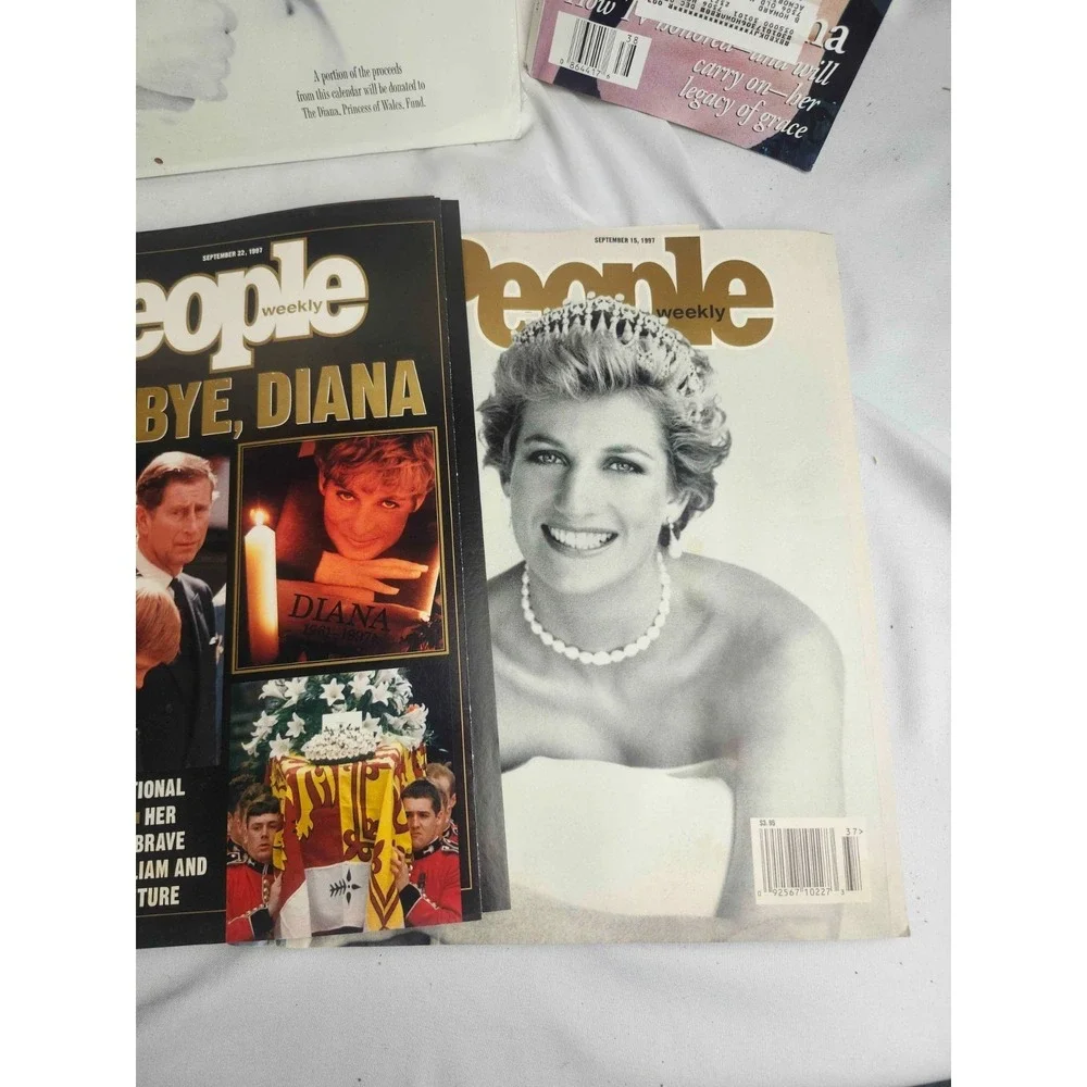 Vintage 1997 Princess Diana People Magazine Lot & 1998 Sealed Calendar Tribute
